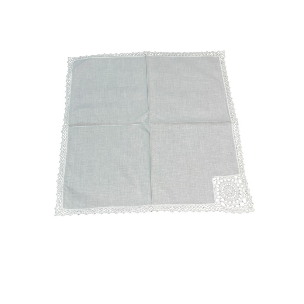 White Hand Crochet Edge Napkins 100% Cotton 8 Napkins 16" X 16" Beautiful Unused